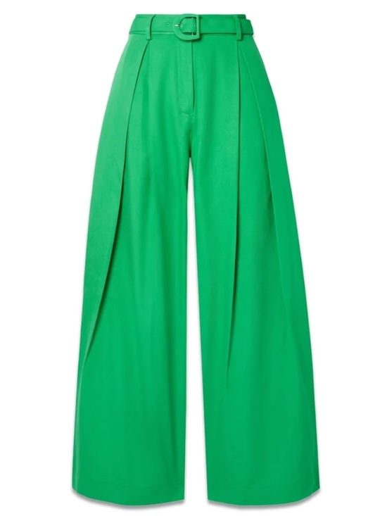 FARM Rio Pants - Farm Rio Cotton-blend Wide-leg Pants Green